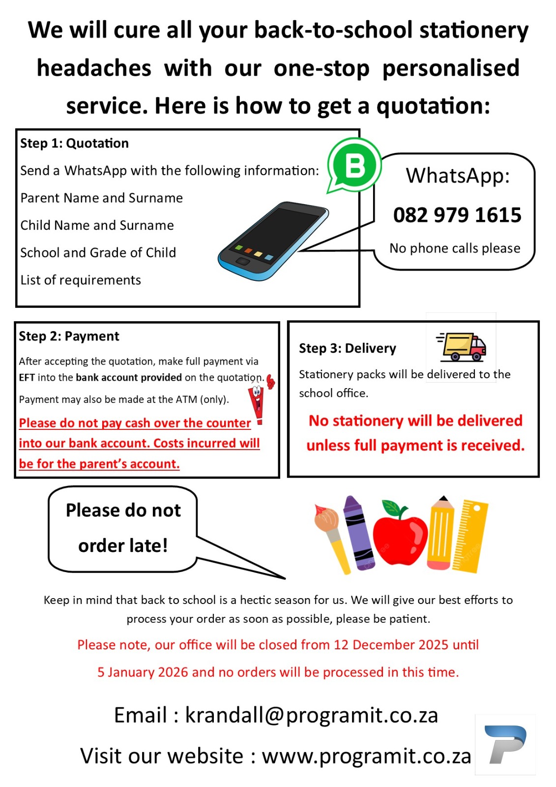 Programit how to order stationery